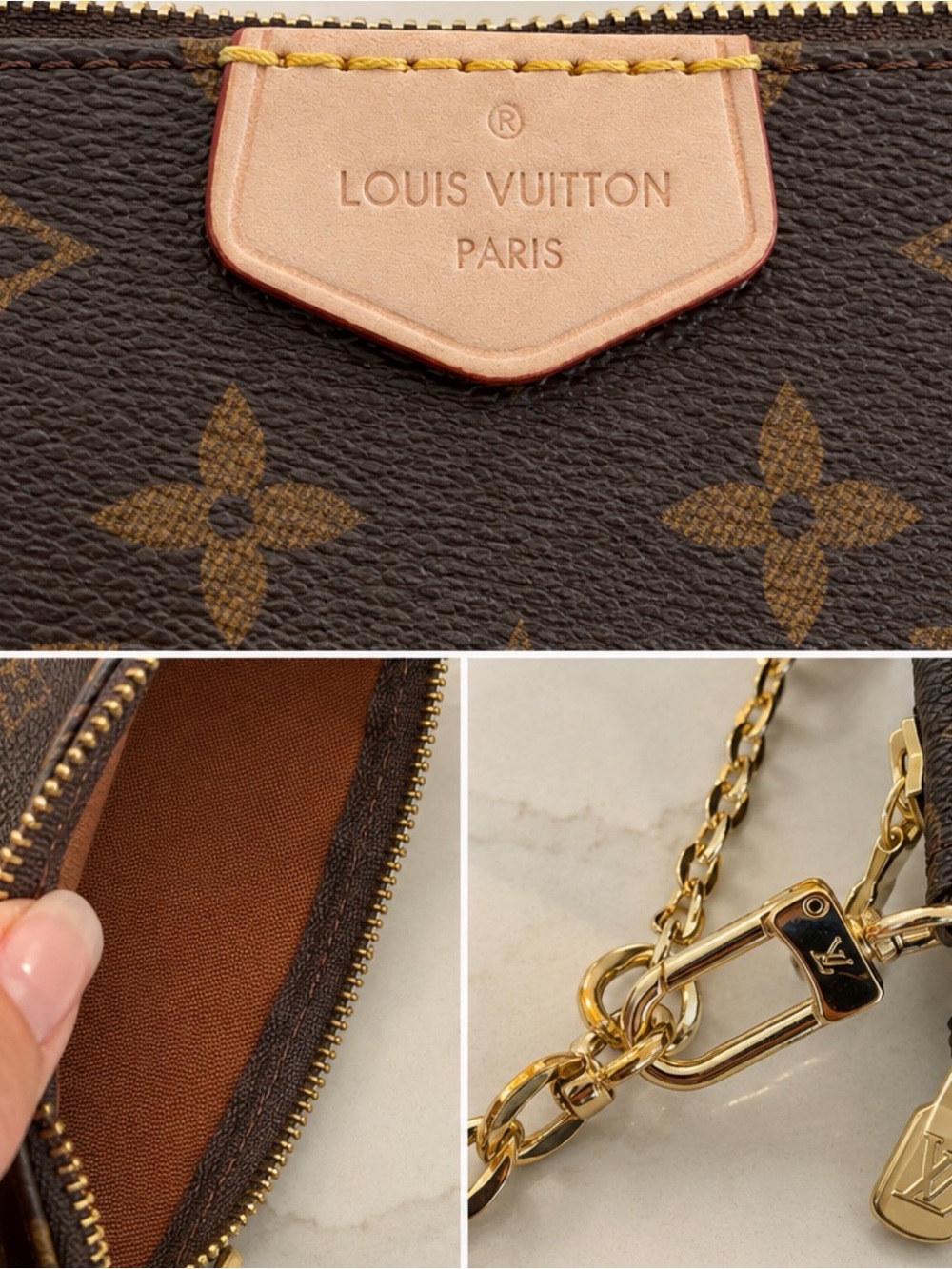 Louis Vuitton Multi Pochette Accessoires Mini Pochette Pouch with Gold Chain - Picture 3 of 4